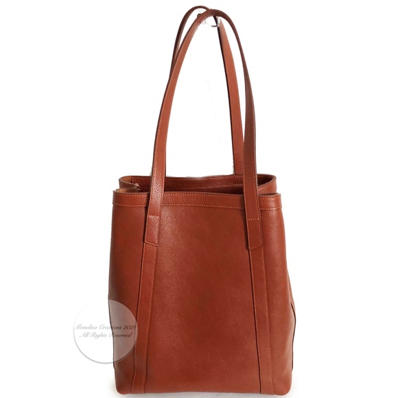 Lotuff Leather Bag Angle Tote Large Shoulder Bag Saddle Tan Leather - Picture 3 of 9